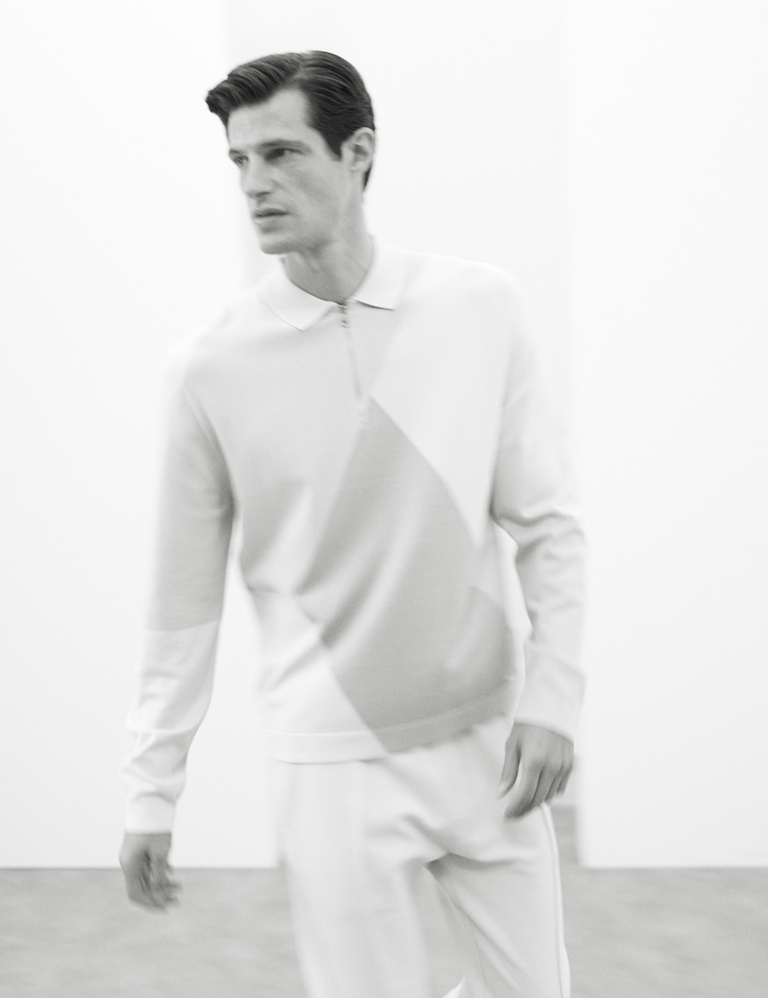 Colour Block Collared Neck Half Zip Jumper