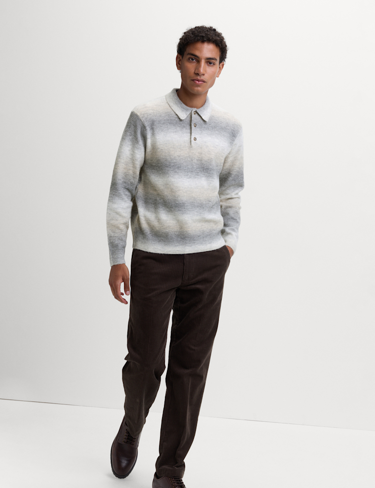 Supersoft Striped Polo Jumper with Wool