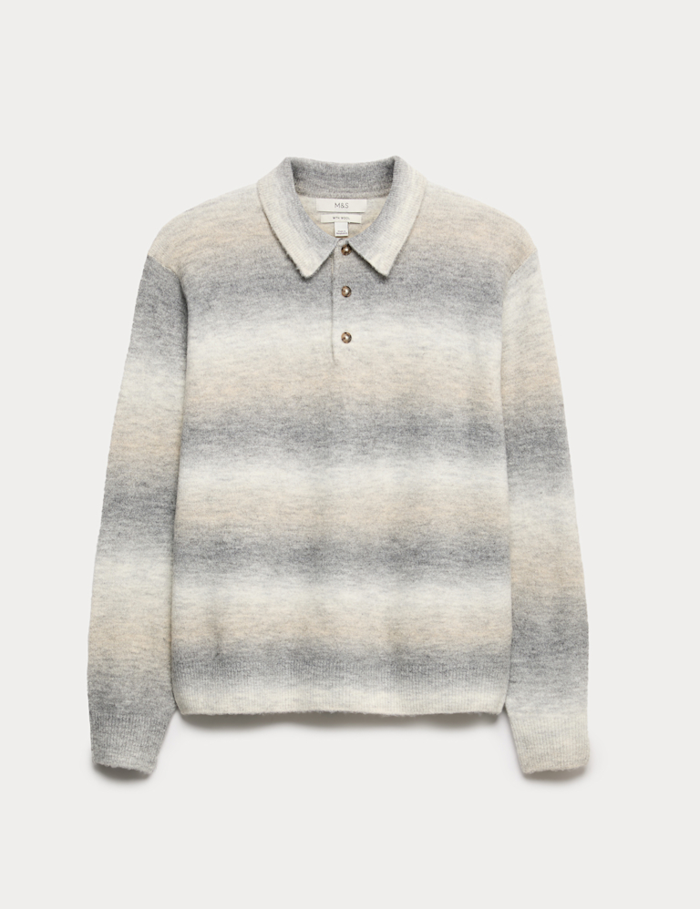 Supersoft Striped Polo Jumper with Wool