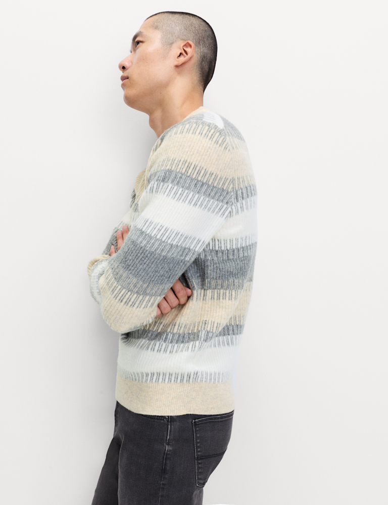 Supersoft Stripe Crew Neck Jumper with Wool Supersoft Stripe Crew Neck Jumper with Wool