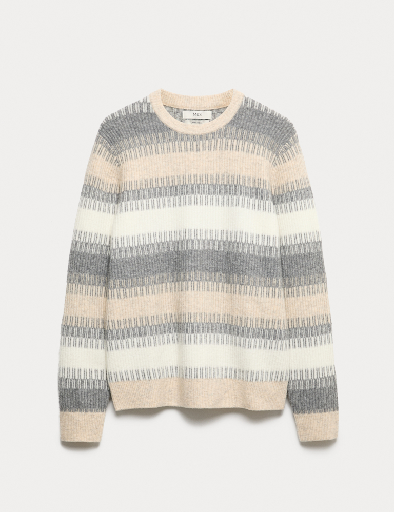 Supersoft Stripe Crew Neck Jumper with Wool
