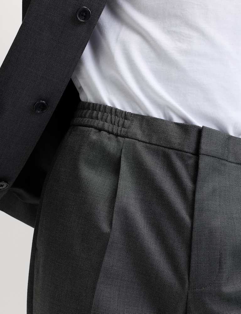 Cotton Blend Smart Elasticated Waist Trousers