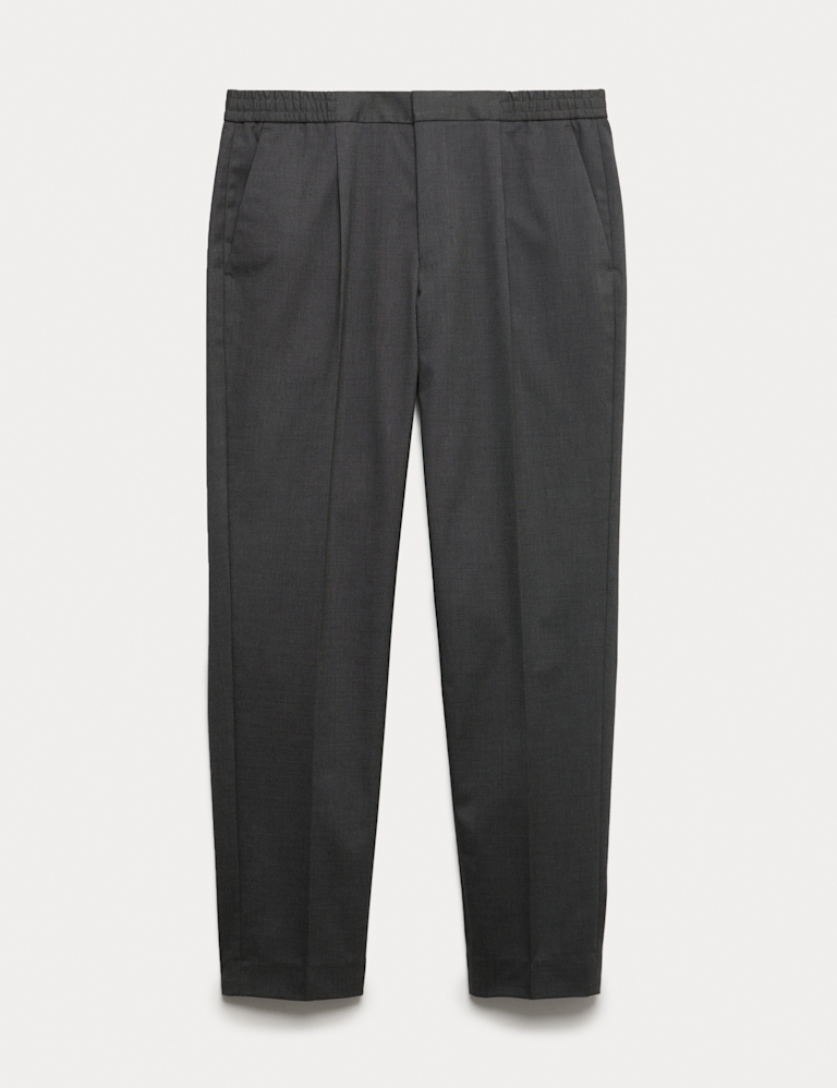 Cotton Blend Smart Elasticated Waist Trousers