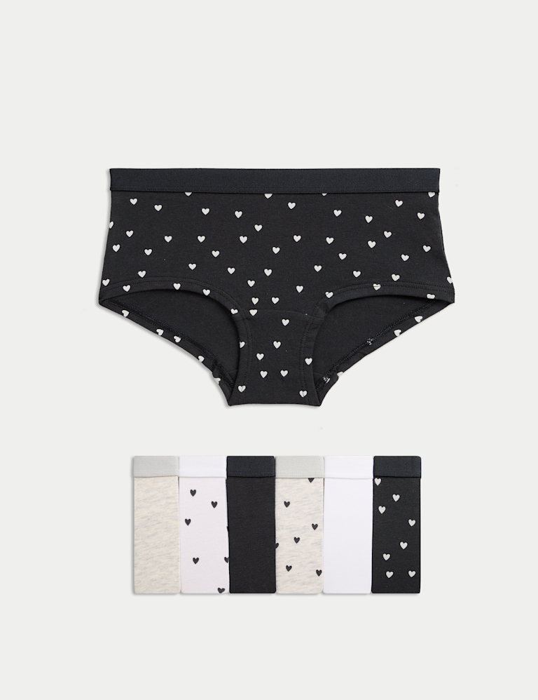 7pk Cotton Rich Heart Print Shorts (5-16 Yrs)