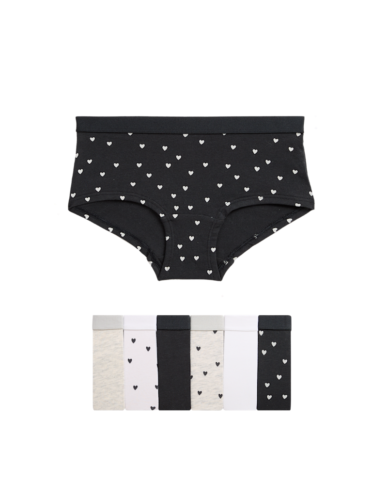 7pk Cotton Rich Heart Print Shorts (5-16 Yrs)