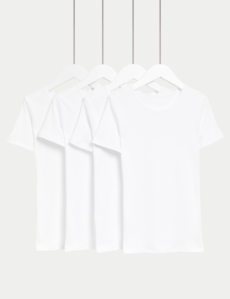 4pk Pure Cotton Short Sleeve Vests (2-14 Yrs)
