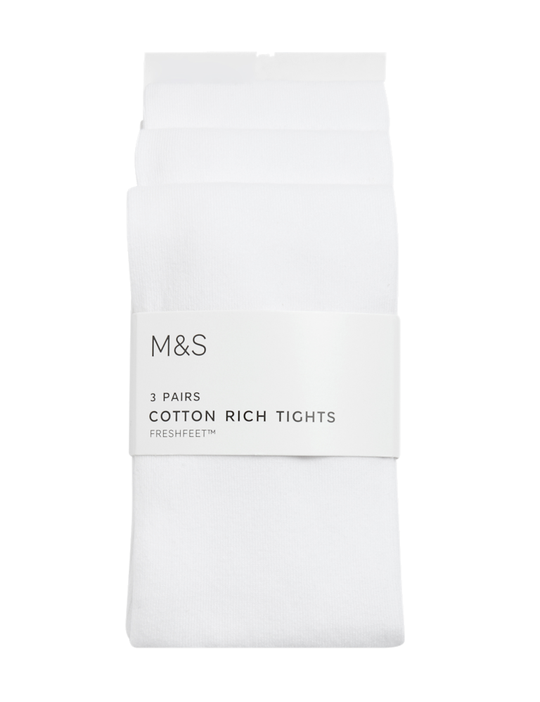 3pk Cotton Rich School Tights (2-16 Yrs)