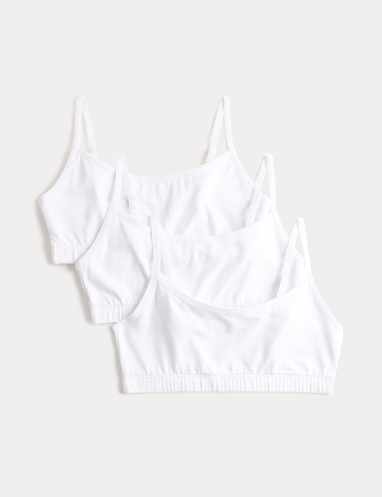 3pk Cotton with Stretch Crop Tops (6-16 Yrs)