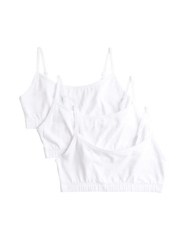 3pk Cotton with Stretch Crop Tops (6-16 Yrs)