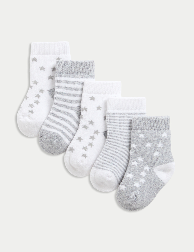 5pk Cotton Rich Terry Star Socks (0-2 Yrs)