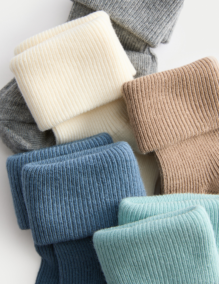 5pk Cotton Rich Ribbed Baby Socks (0-2 Yrs)