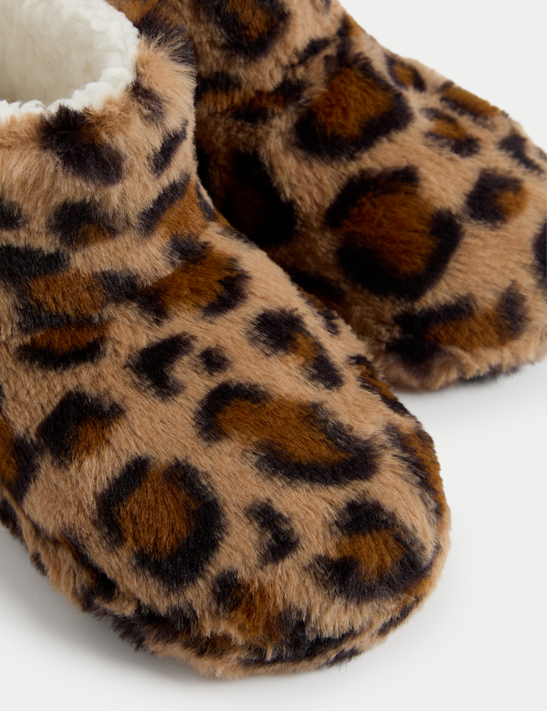 Kids’ Leopard Print Slipper Boots (4 Small – 6 Large)