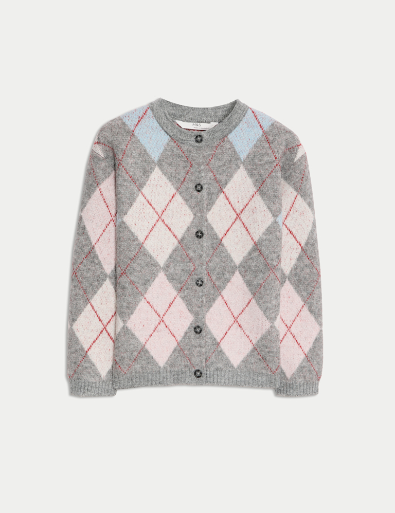 Argyle Button Through Cardigan (6-16 Yrs)