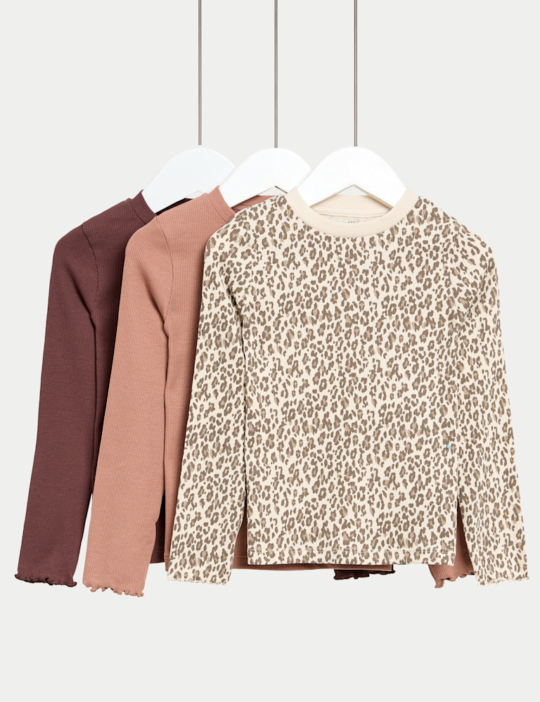 3pk Cotton-Rich Ribbed Tops (2-8 Yrs)