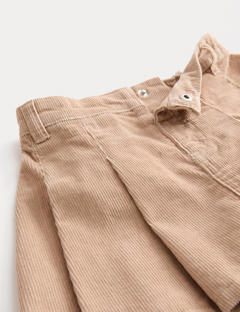 Cord Pleated Skirt With Tights (2-8 Yrs)