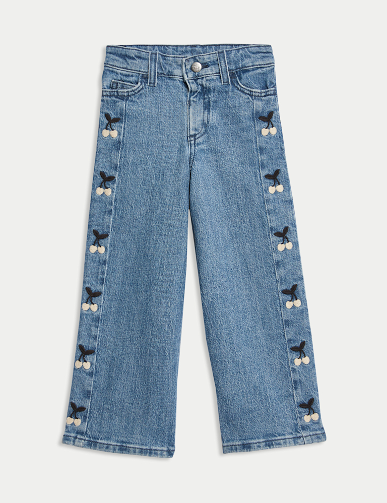 Denim Embroidered Wide Leg Jeans (2-16 Yrs)