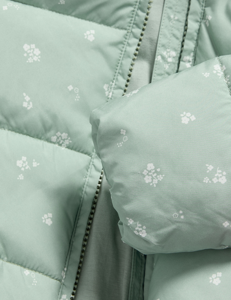 Ditsy Print Padded Hooded Lightweight Coat (0-3 Yrs)