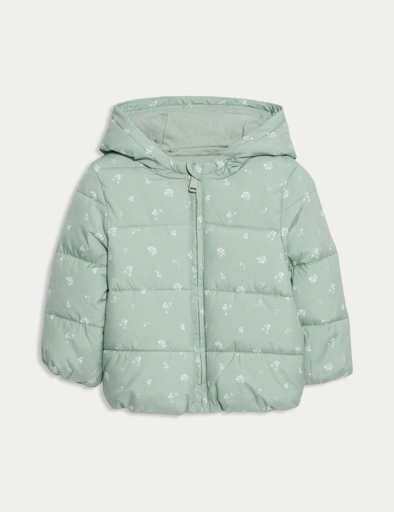 Ditsy Print Padded Hooded Lightweight Coat (0-3 Yrs)