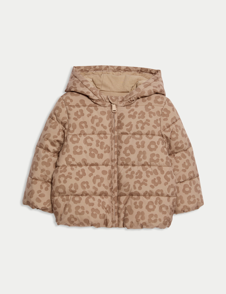 Animal Print Padded Hooded Lightweight Coat (0-3 Yrs)