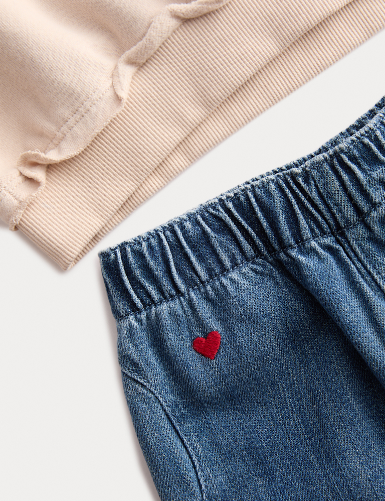 2pc Cotton Rich Graphic Top and Jeans Outfit (0 Mths-6 Yrs)