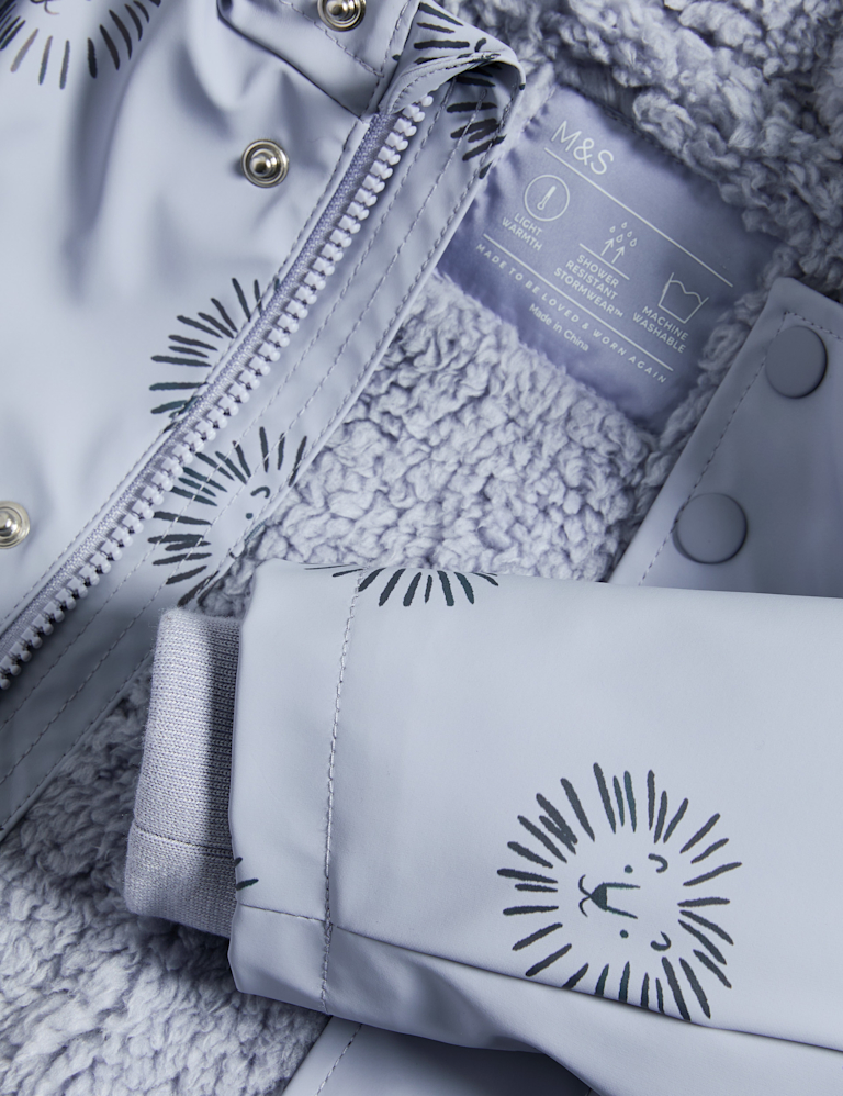 Lion Print Borg Lined Raincoat (3 Mths-3 Yrs)