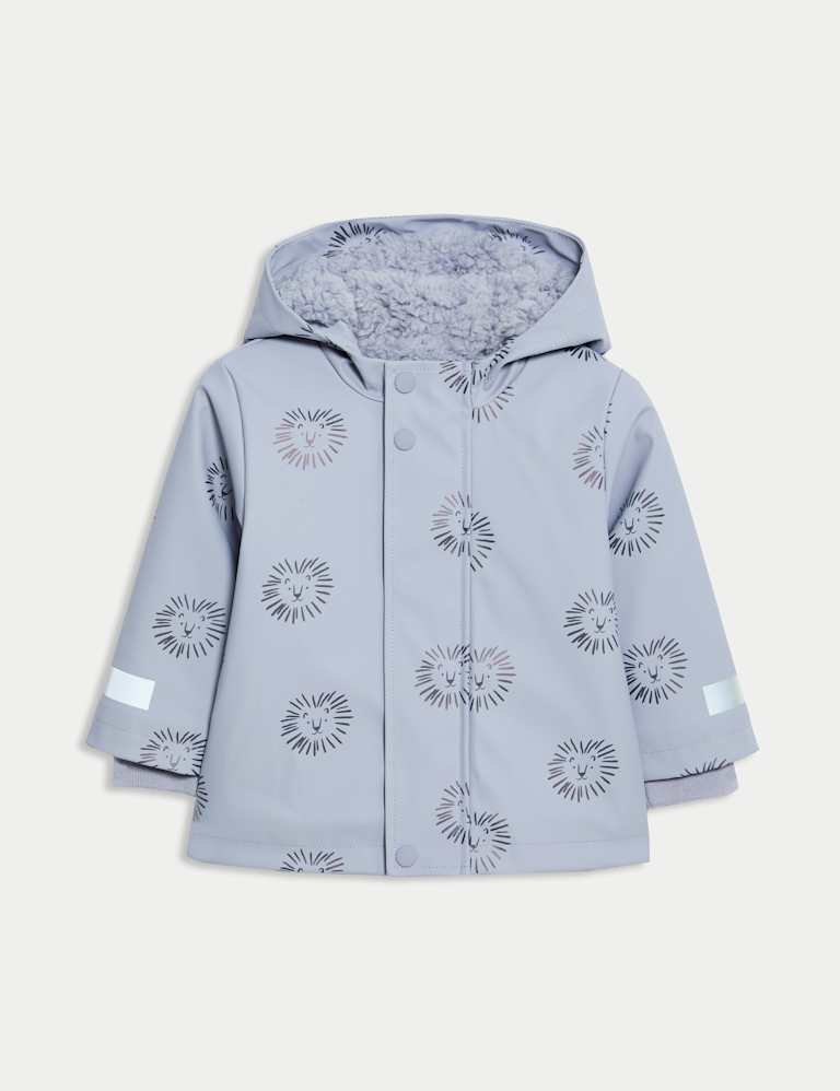 Lion Print Borg Lined Raincoat (3 Mths-3 Yrs)