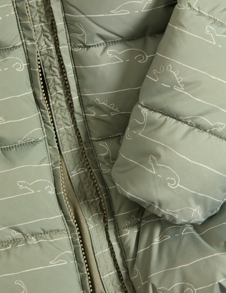 Dinosaur Print Hooded Padded Coat (0-3 Yrs)