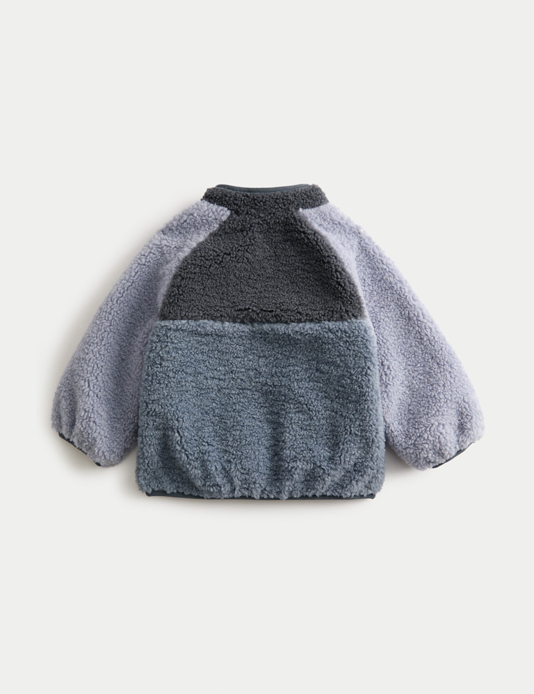 Borg Colour Block Funnel Neck Jacket (0-3 Yrs)
