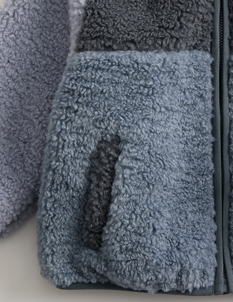 Borg Colour Block Funnel Neck Jacket (0-3 Yrs)