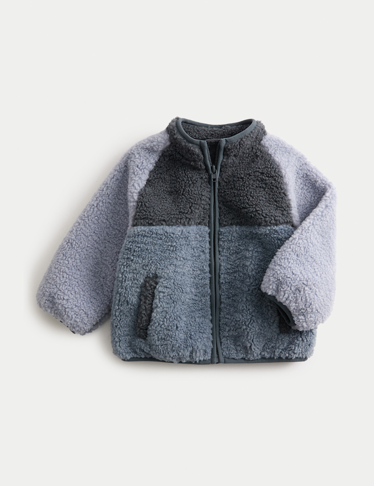Borg Colour Block Funnel Neck Jacket (0-3 Yrs)