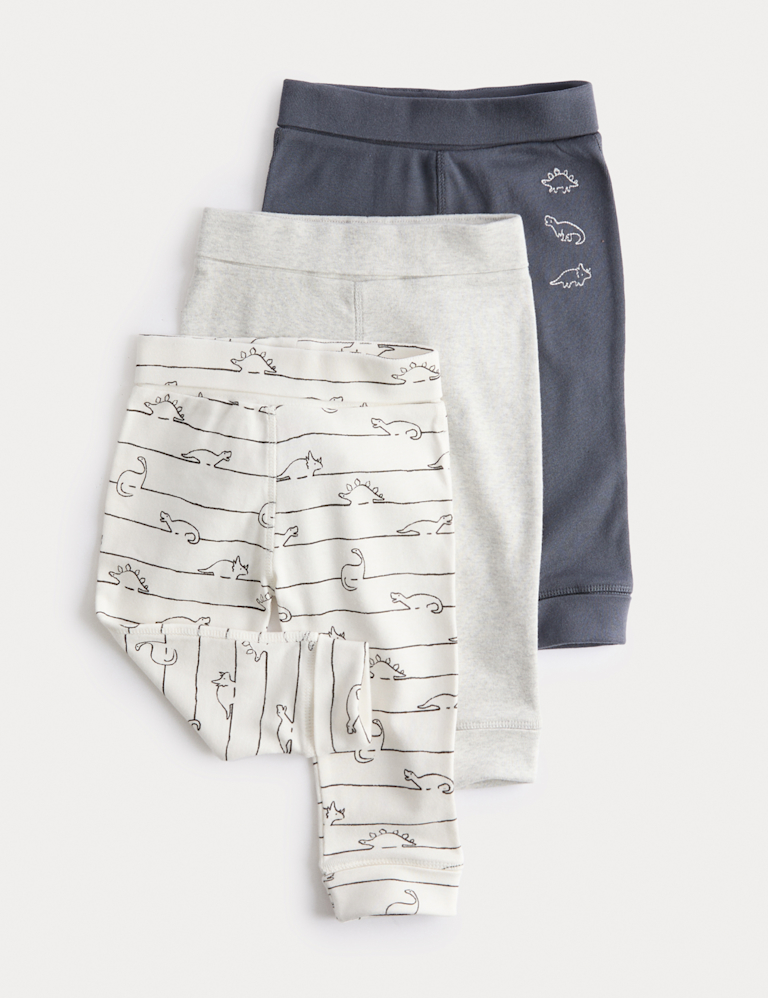 3pk Pure Cotton Dinosaur Leggings (0 Mths-3 Yrs)