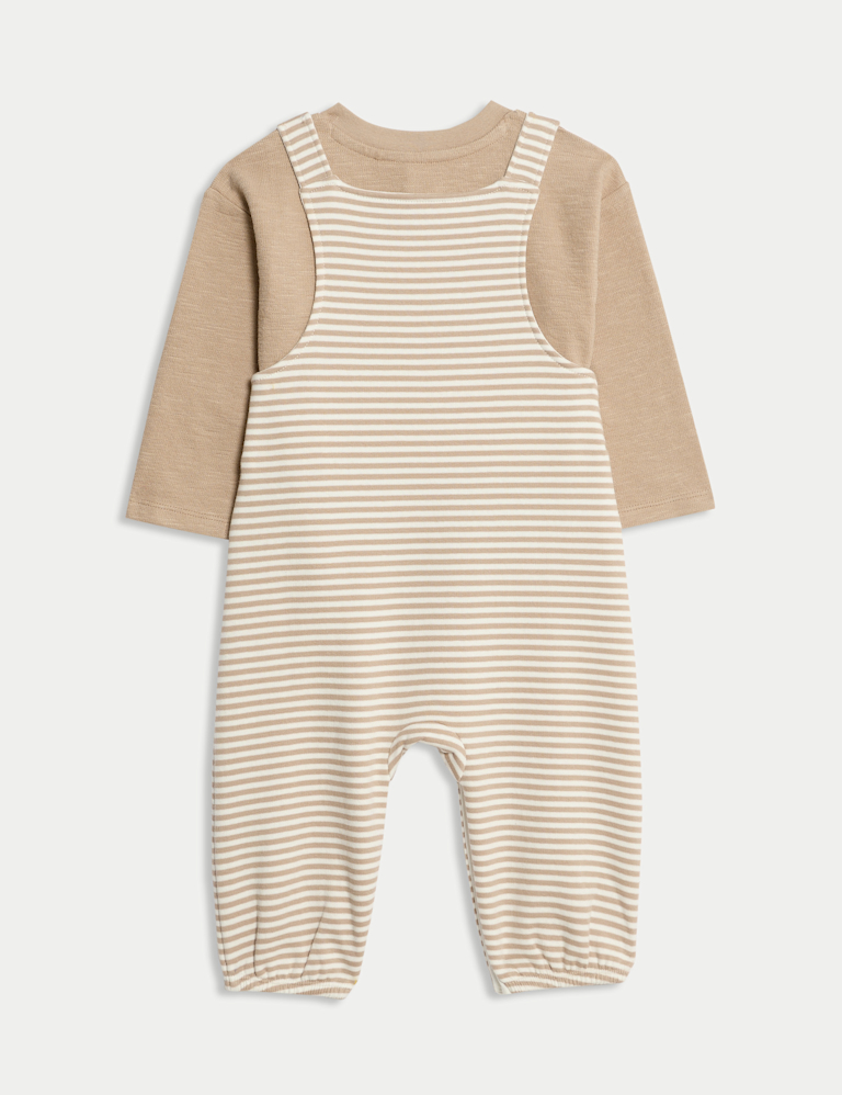 2pc Pure Cotton Striped Dungarees Outfit (0-3 Yrs)