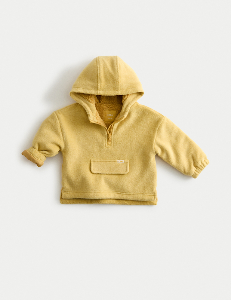 Cotton Blend Fleece Lined Half Zip Hoodie (0-3 Yrs)