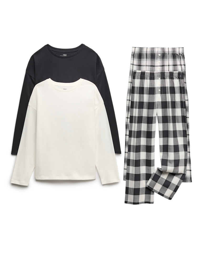 2pk Cotton Rich Checked Pyjama Sets (6-16 Yrs)