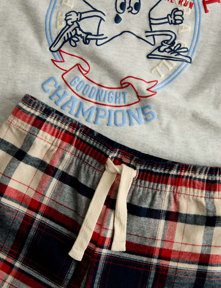 Pure Cotton Star Graphic Checked Pyjamas (12 Mths-8 Yrs)