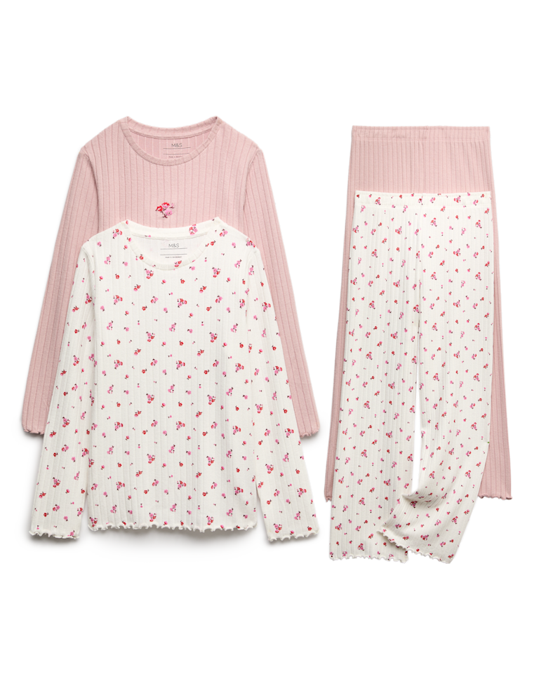 Kids’ 2pk Floral Ribbed Pyjama Sets (1-16 Yrs)