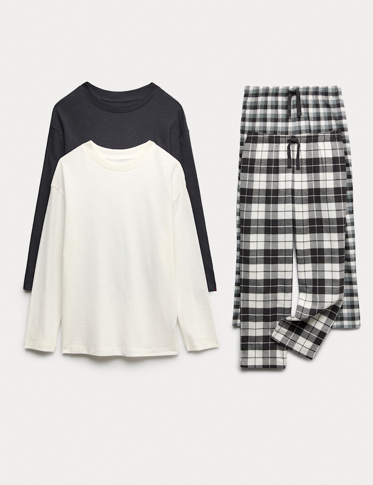 2pk Pure Cotton Checked Pyjama Sets (6-16 Yrs)
