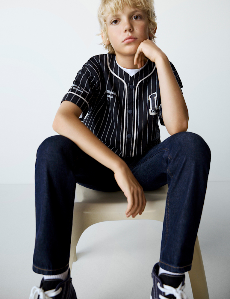 Pure Cotton Striped Baseball Shirt (6-16 Yrs)