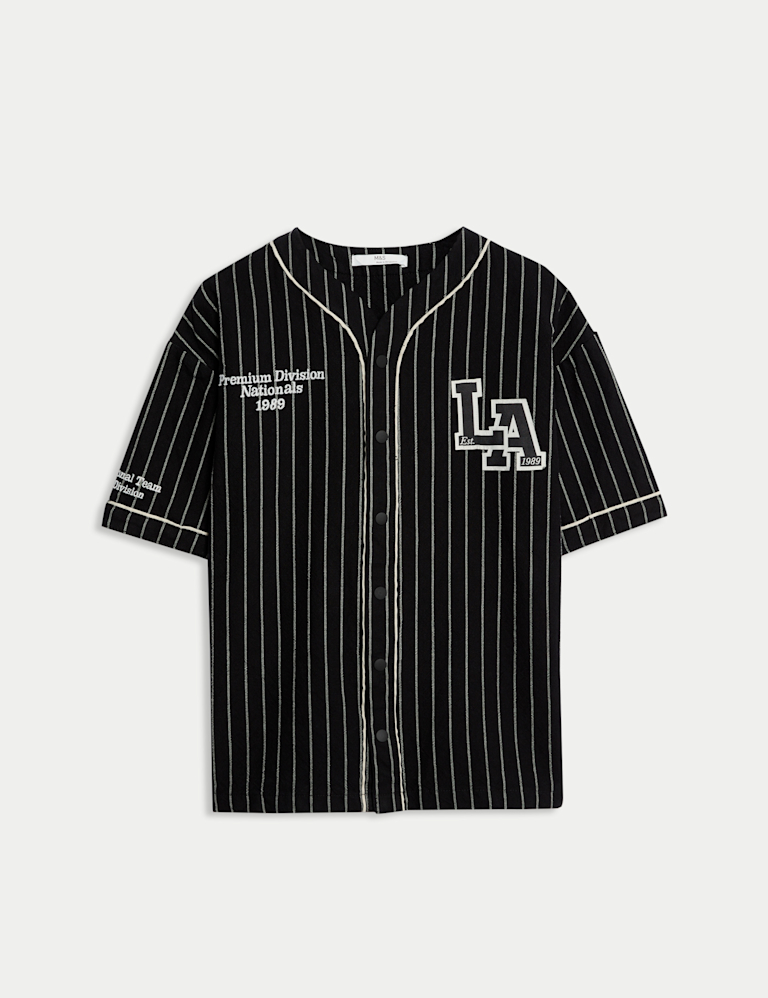 Pure Cotton Striped Baseball Shirt (6-16 Yrs)