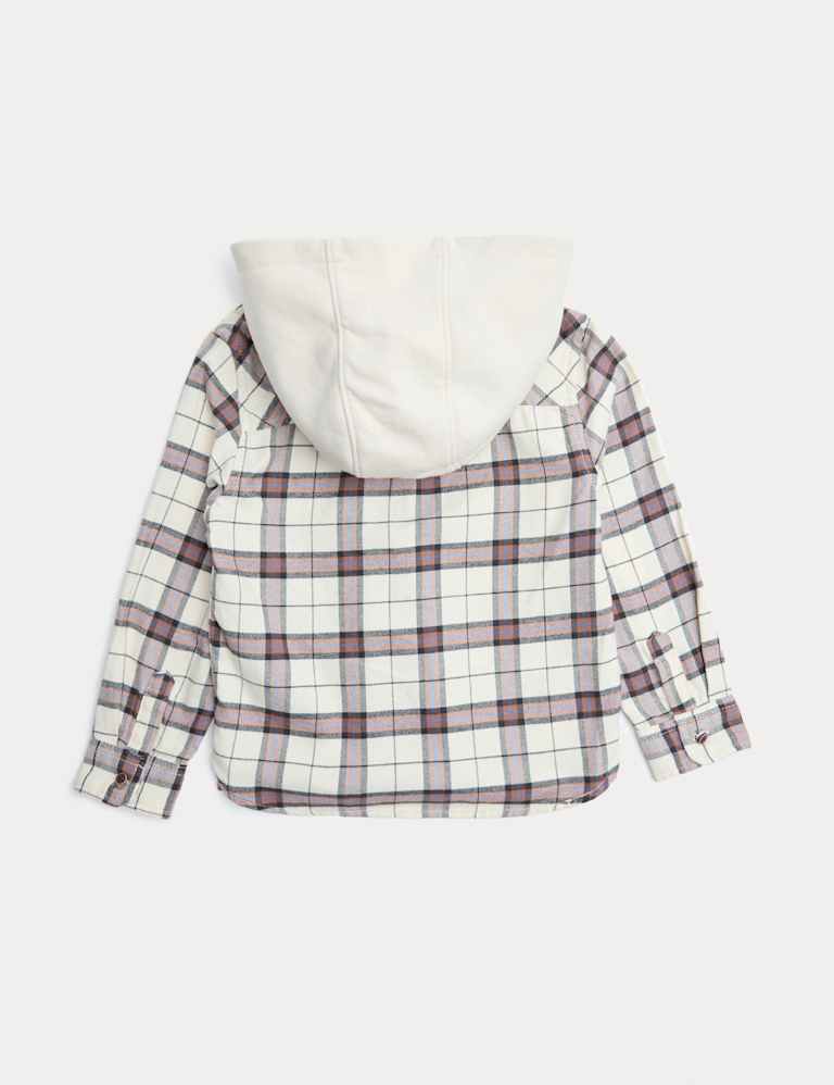 Pure Cotton Checked Hooded Shirt (2-8 Yrs)
