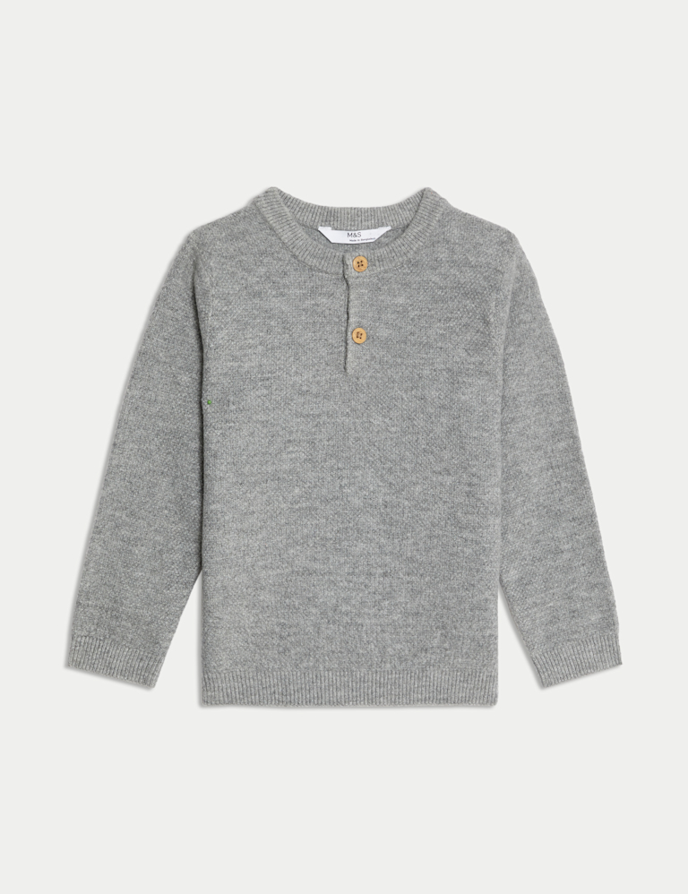 Henley Knitted Jumper (0-8 Yrs)