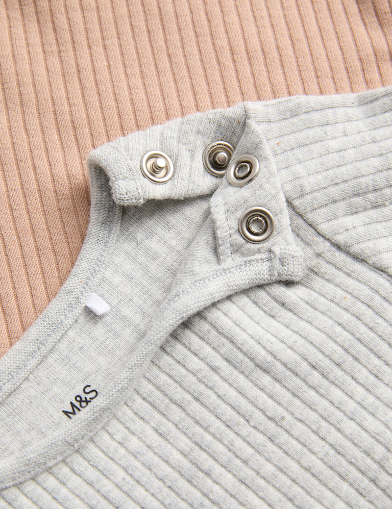 3pk Cotton Rich Ribbed Long Sleeve Bodysuits (0-3 Yrs)