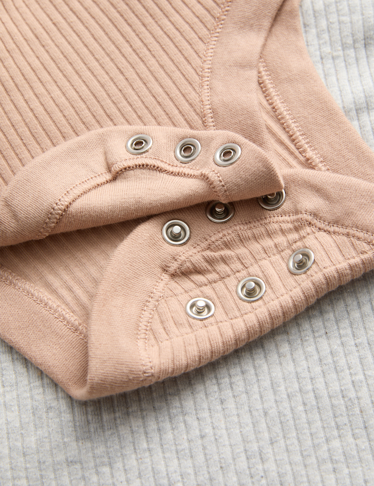 3pk Cotton Rich Ribbed Long Sleeve Bodysuits (0-3 Yrs)