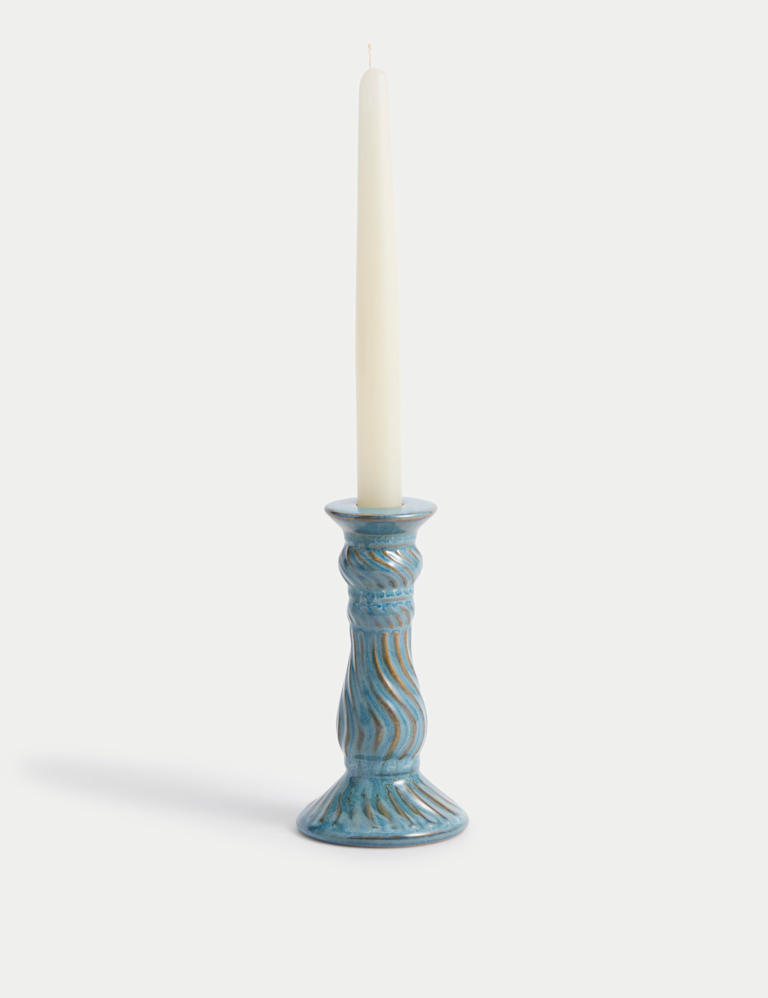 Swirl Ceramic Tall Dinner Candle Holder