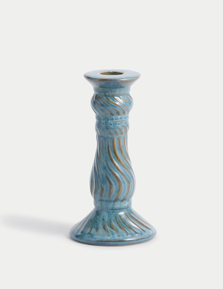 Swirl Ceramic Tall Dinner Candle Holder