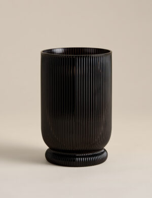 Ridged Glass Hurricane Candle Holder