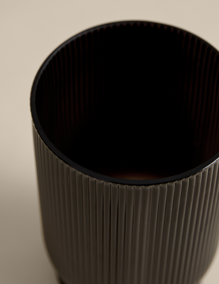 Ridged Glass Hurricane Candle Holder