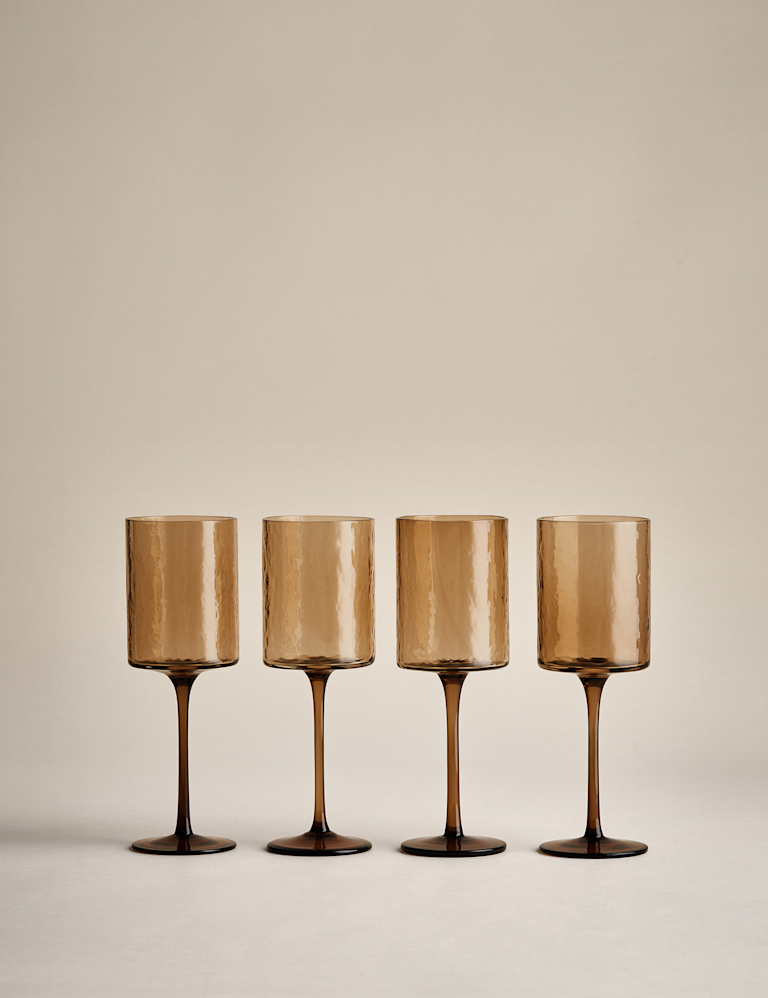 Set of 4 Hammered Wine Glasses