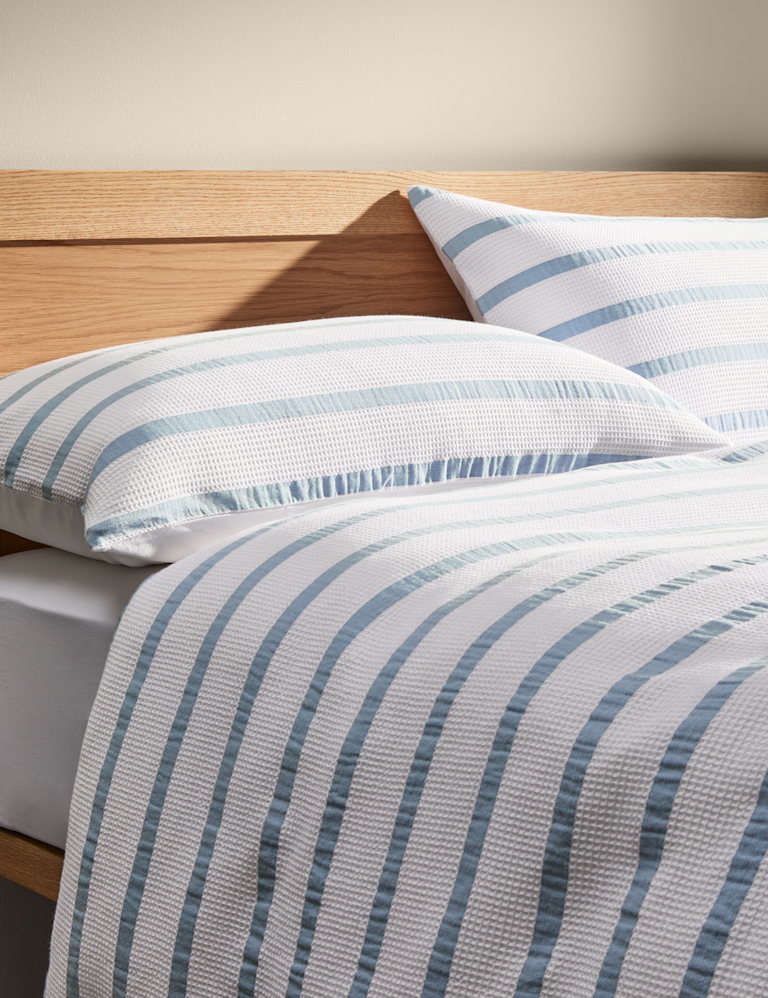 Pure Cotton Contrast Striped Waffle Bedding Set