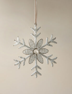 Hanging Beaded Snowflake Decoration